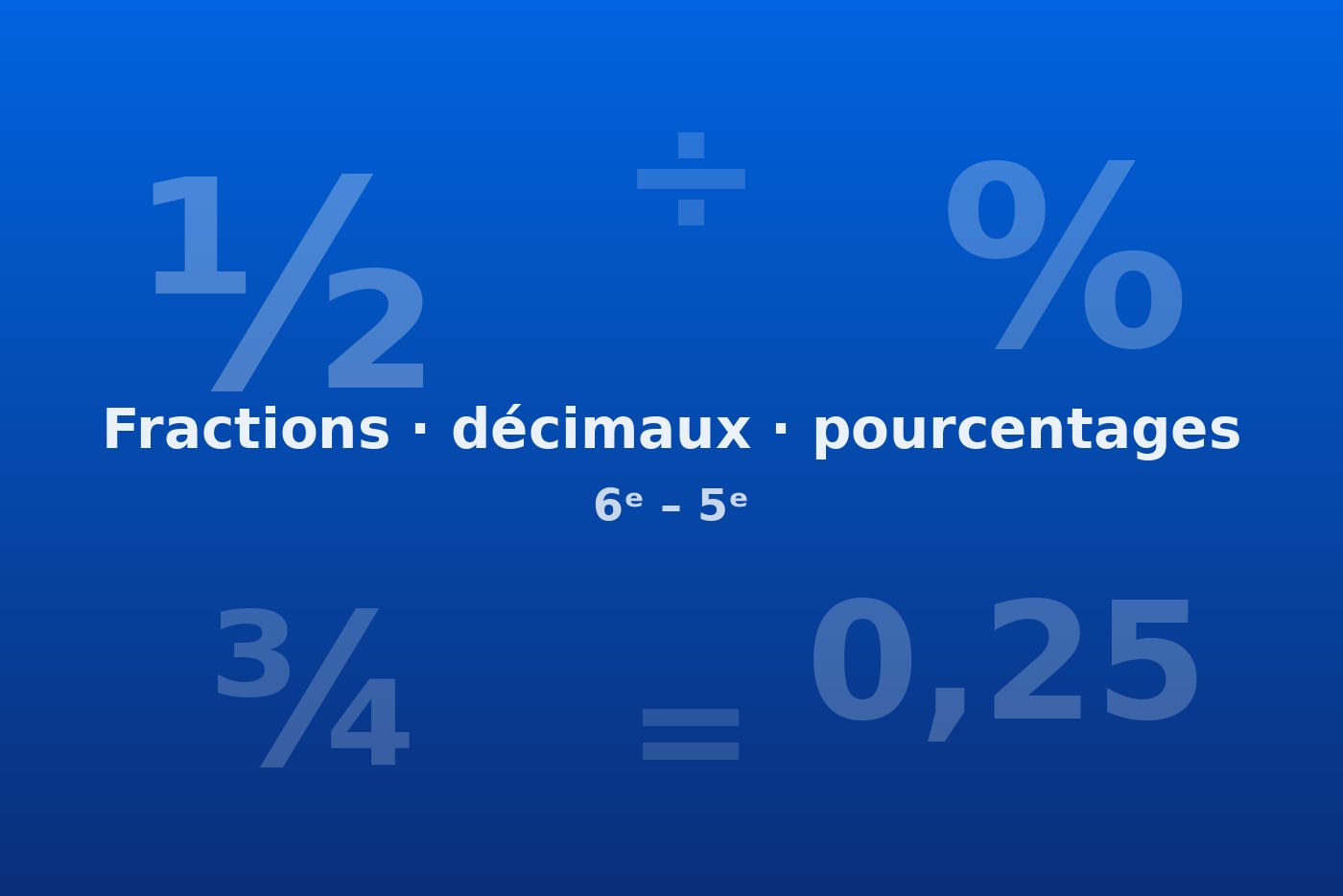 Intensif de maths — fractions, décimaux et pourcentages